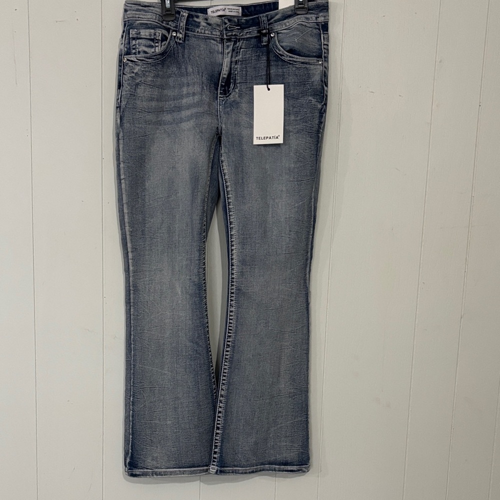 Y2K Telepathe Women's Gray Flare Jeans